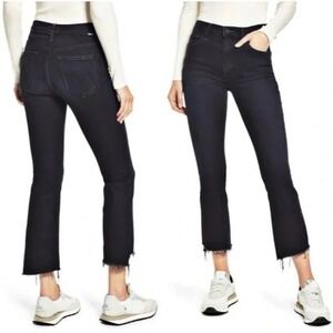Mother Insider Crop Step Fray Hem Night In Paris Jeans Women 26 Black‎ High Rise